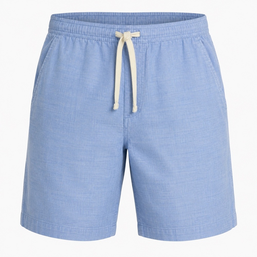 Banana Republic Deck Shorts Mens 34 Blue Linen Blend Elastic Waist Summer Casual